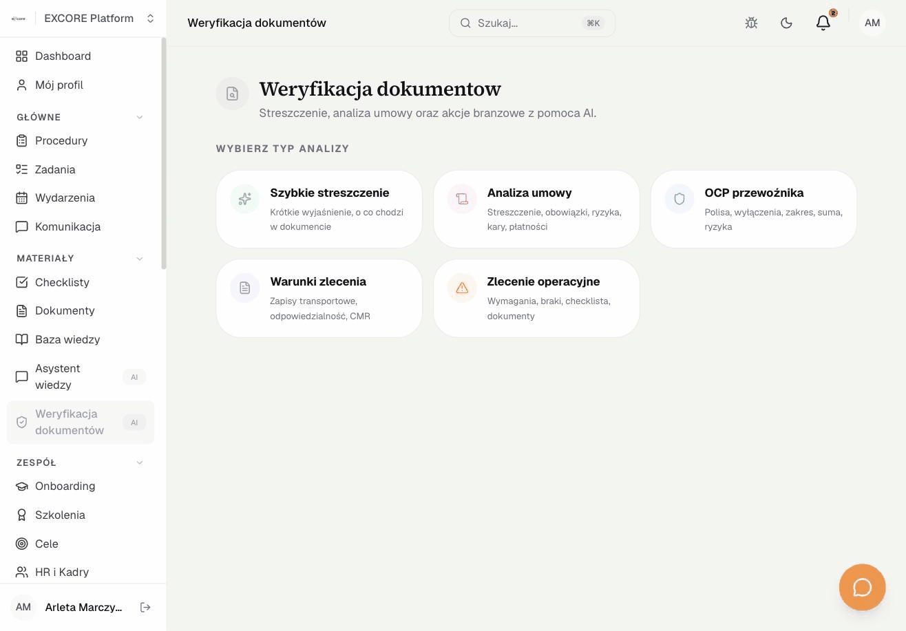Weryfikacja OCP, sprawdź polisę przewoźnika, zanim wydasz ładunek, nagranie z produktu EXCORE